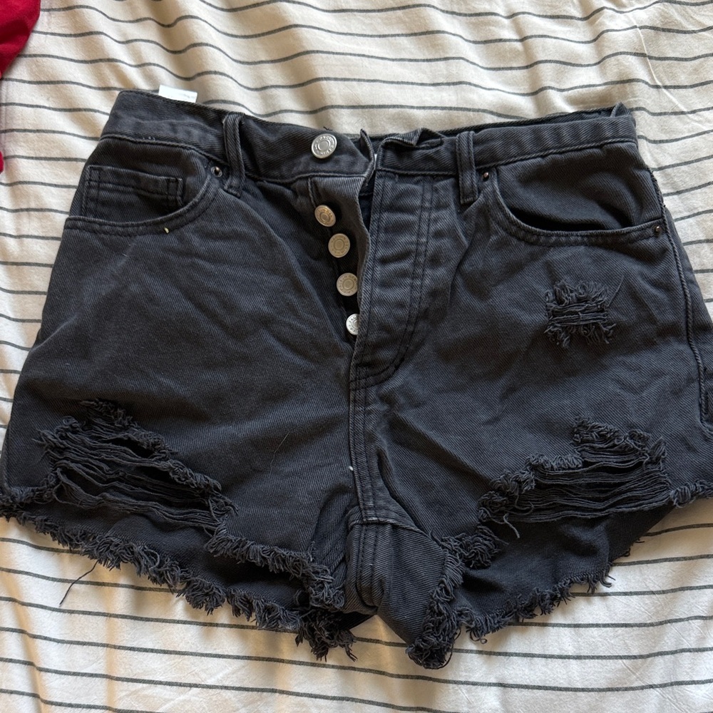 PacSun Charcoal Distressed Jean Shorts